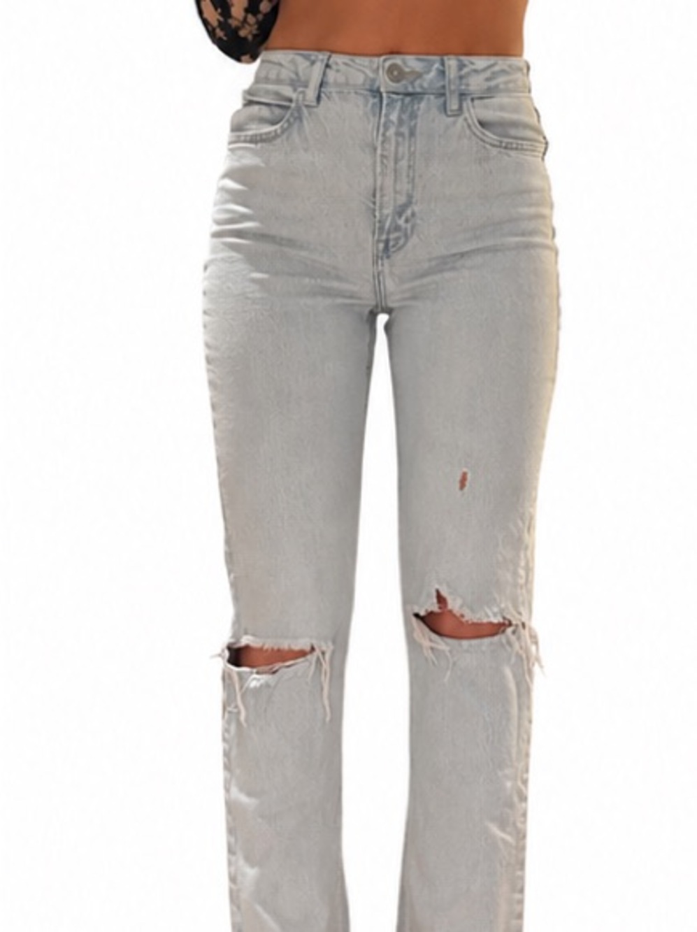Zara Light Gray Straight Leg Jeans
